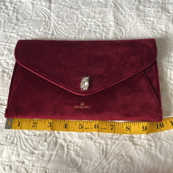Swarovski Maroon velvet clutch with crystal accent NWOT - Picture 8 of 10